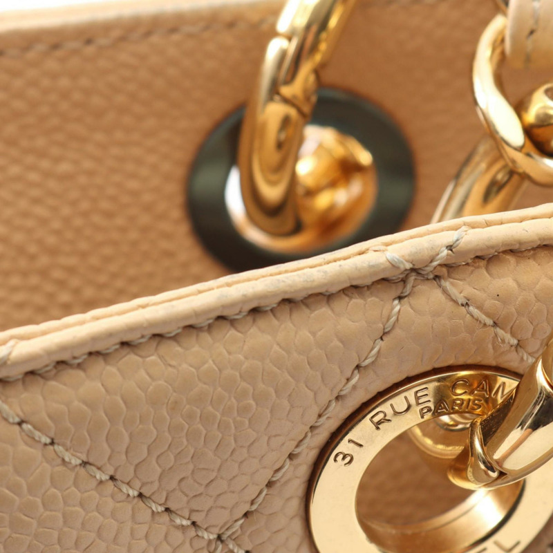 CHANEL Matelasse Grand Shopping GST 粒面小牛皮托特包,米色,女款,A50995-8