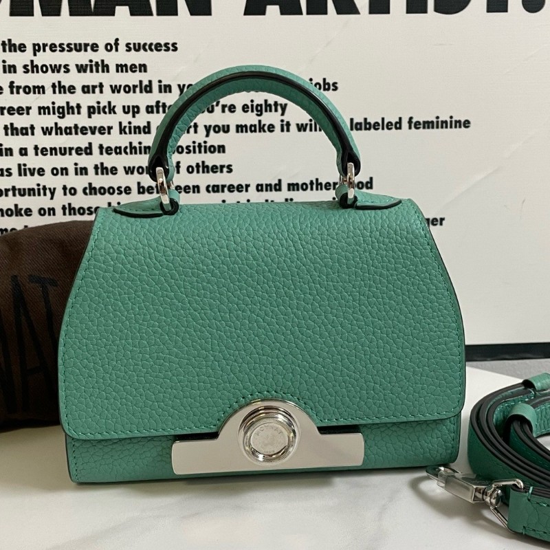 Moynat 莫奈 Rejane 女士手提包斜挎包 mini Taurillon Blush牛皮 湖水綠色 銀色鎖扣 手提包肩背包-0