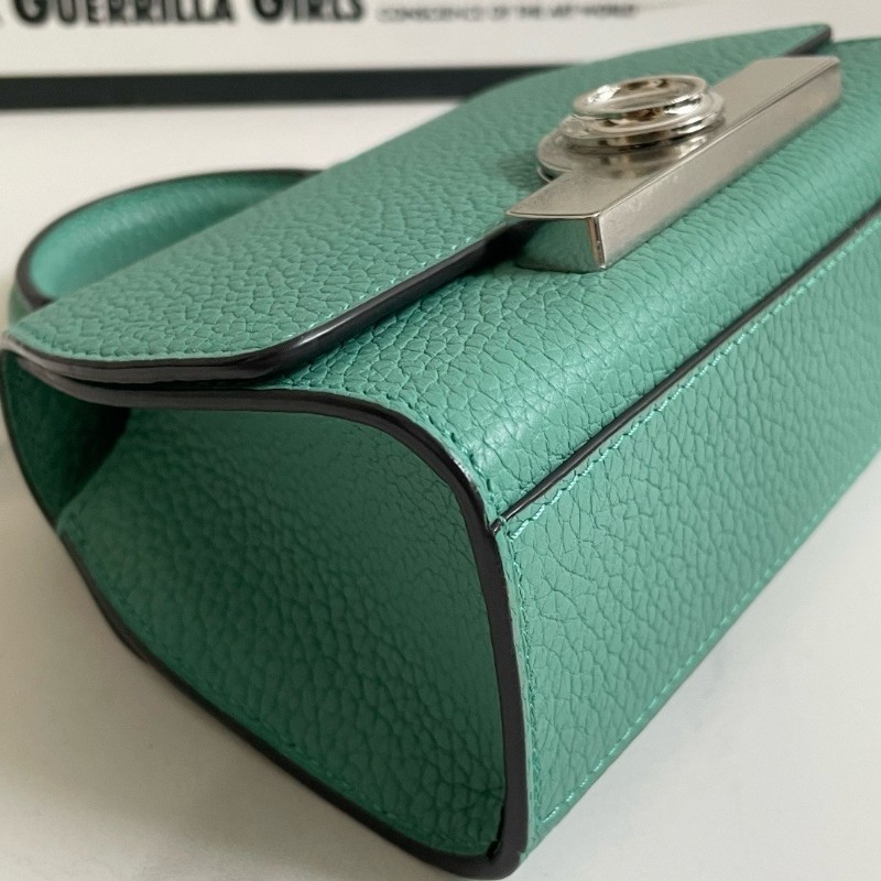 Moynat 莫奈 Rejane 女士手提包斜挎包 mini Taurillon Blush牛皮 湖水綠色 銀色鎖扣 手提包肩背包-4