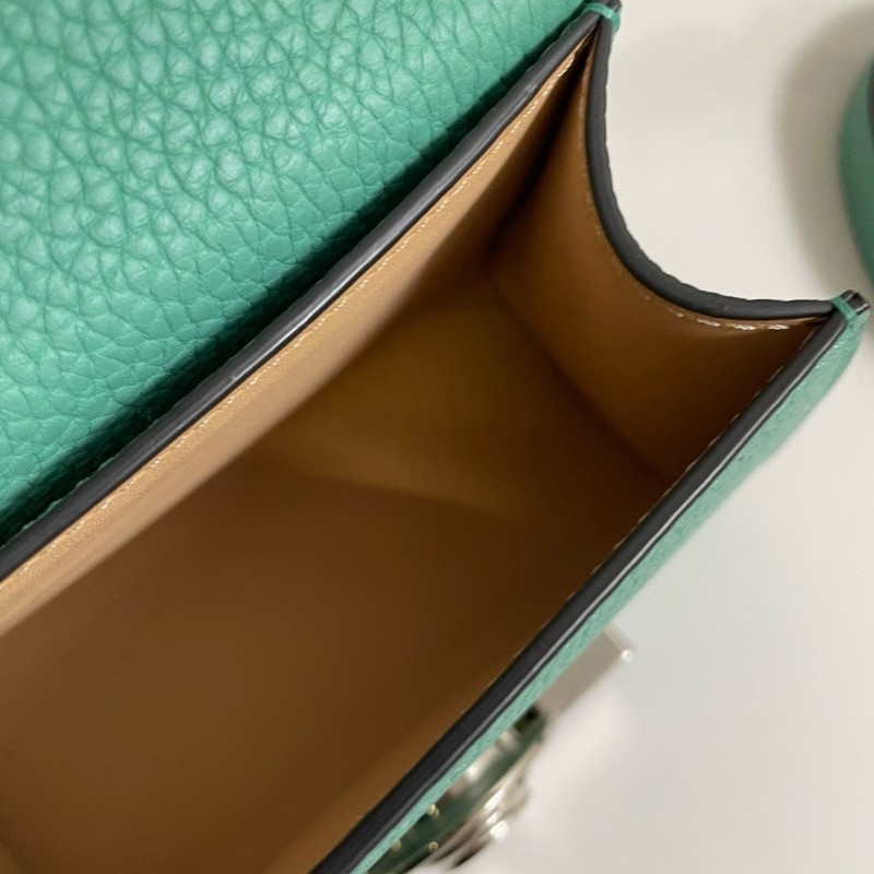 Moynat 莫奈 Rejane 女士手提包斜挎包 mini Taurillon Blush牛皮 湖水綠色 銀色鎖扣 手提包肩背包-7