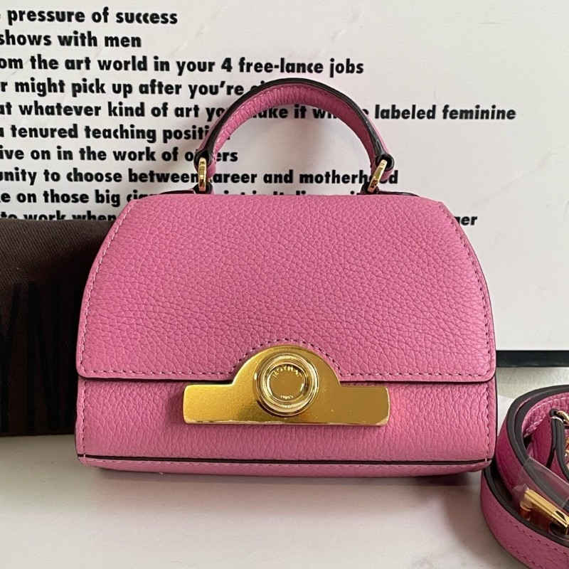 Moynat 莫奈 Rejane 女士手提包斜挎包 mini Taurillon Blush牛皮 玫瑰粉色 金色鎖扣 手提包肩背包-0