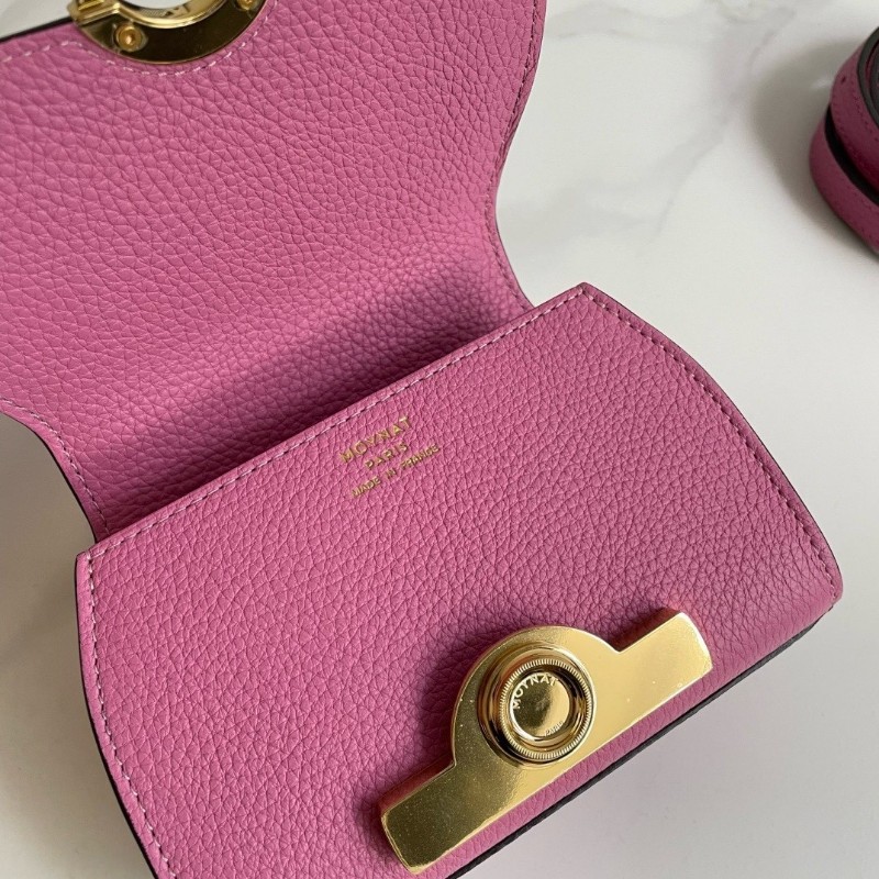 Moynat 莫奈 Rejane 女士手提包斜挎包 mini Taurillon Blush牛皮 玫瑰粉色 金色鎖扣 手提包肩背包-6