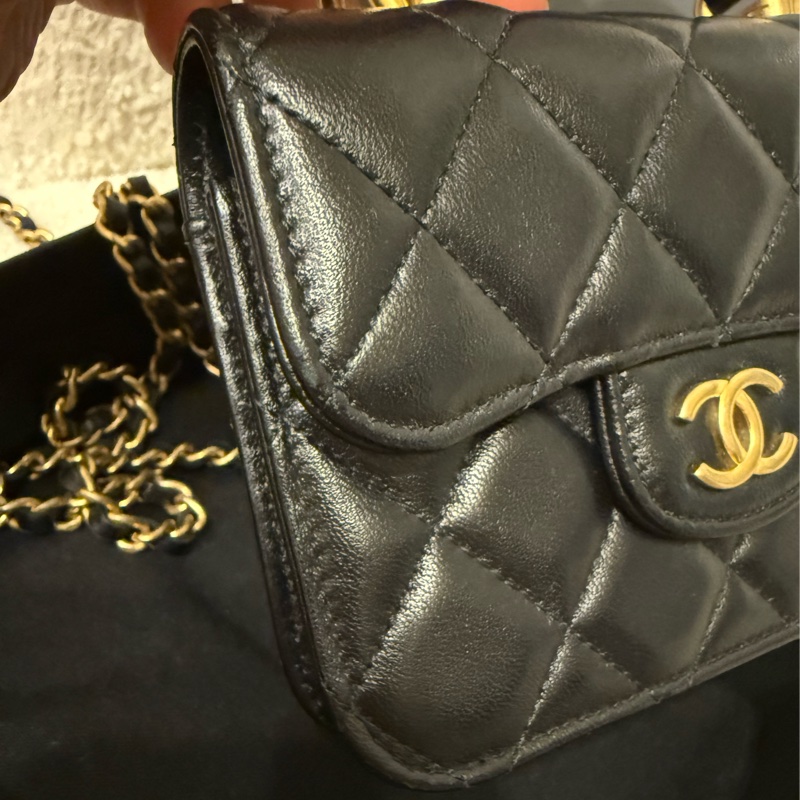 Chanel 手工坊 黑金 小廢包 斜背包-7