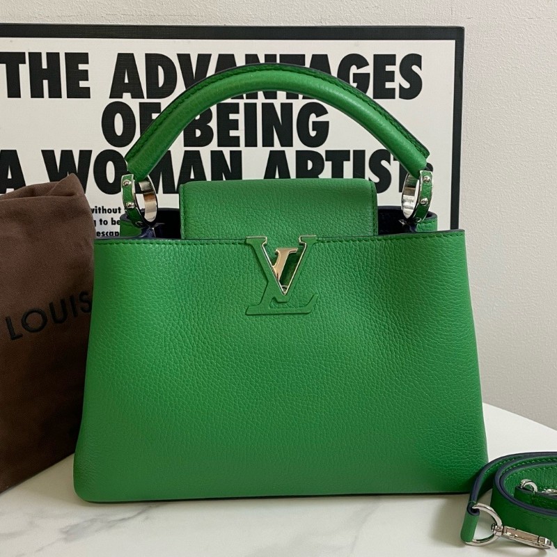 LV Louis Vuitton 路易威登 Capucines BB 手提包肩背包 牛皮 綠色 27*17*9cm-0