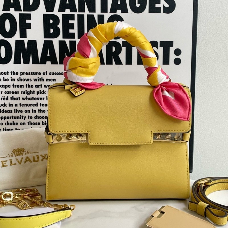 Delvaux tempete系列 鵝黃色小號 手提包 肩背包 19*15*6cm-0