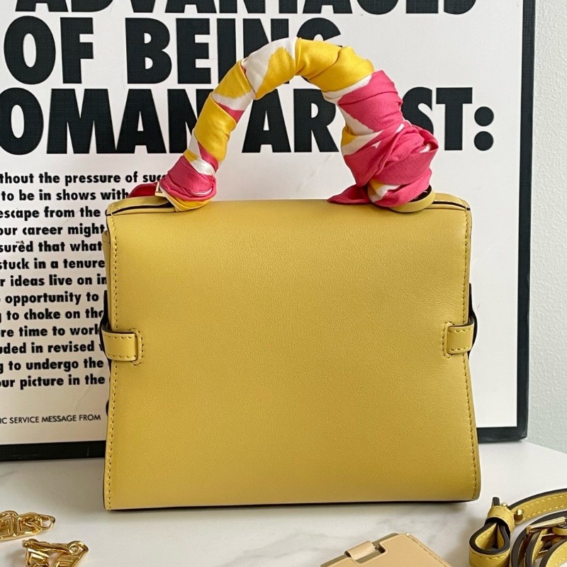 Delvaux tempete系列 鵝黃色小號 手提包 肩背包 19*15*6cm-2