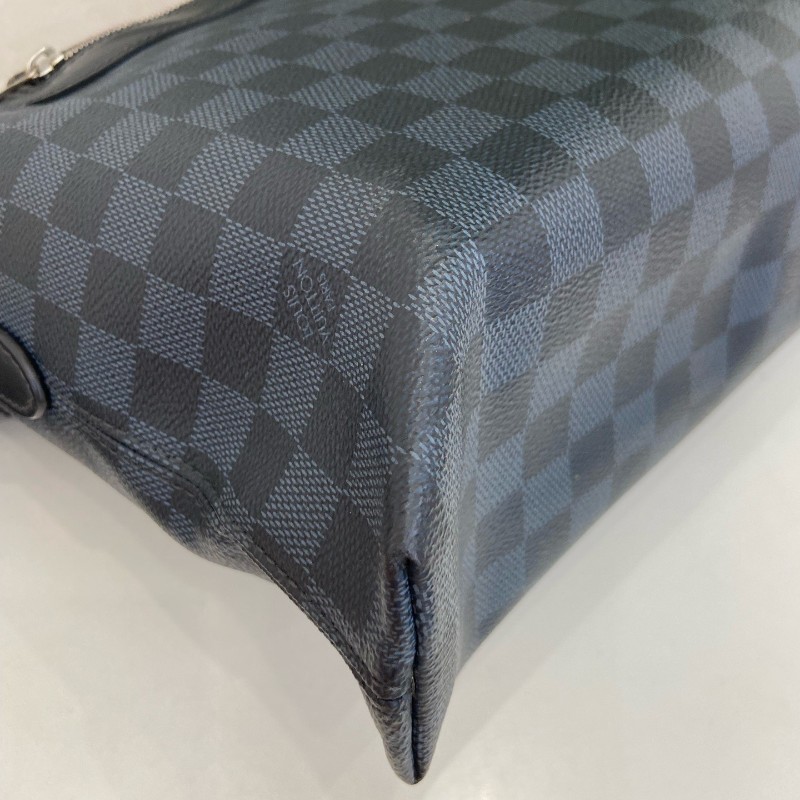 LV 男士藍色棋盤格手提包 電腦公事包 有肩帶 約36*6*28cm。-7