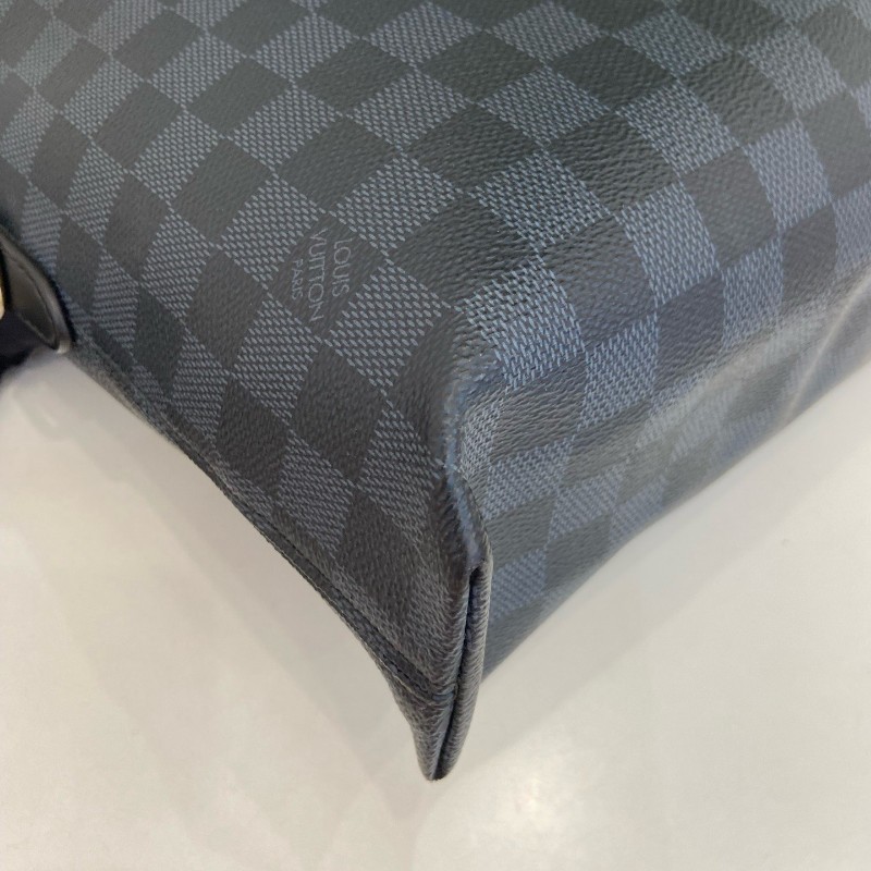 LV 男士藍色棋盤格手提包 電腦公事包 有肩帶 約36*6*28cm。-9