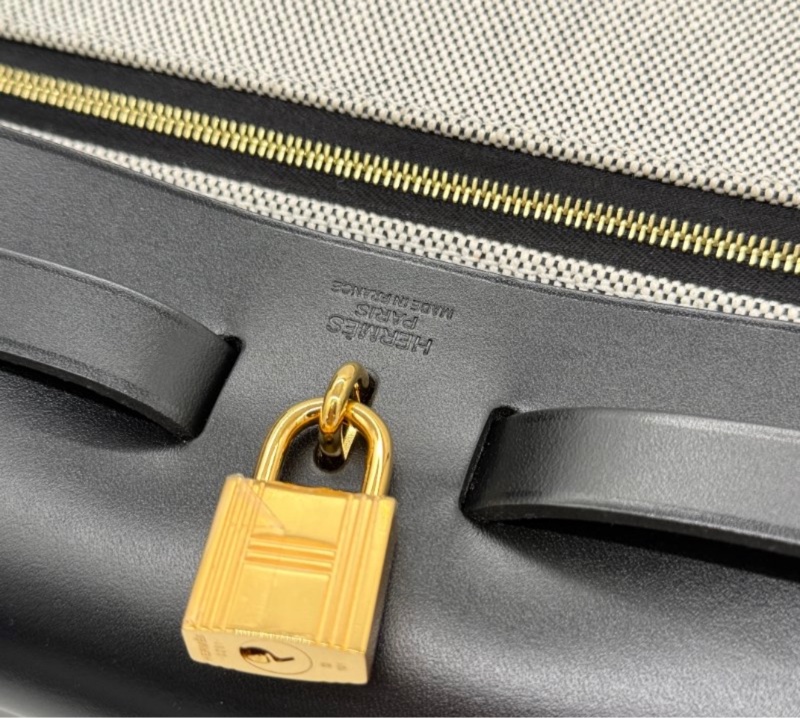 愛馬仕HERMES HERBAG31黑白金釦手提包肩背包稀有熊貓配色手提包肩背包-7