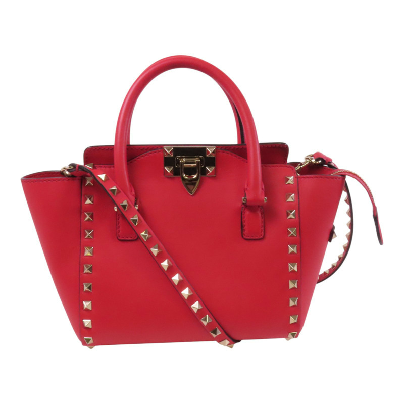 Valentino 牛皮皮革Rockstud金扣手挽肩背兩用袋-0
