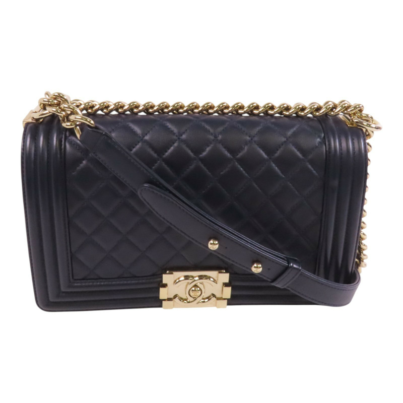 CHANEL 牛皮皮革Boy Chanel 25金扣鏈帶肩背袋-0