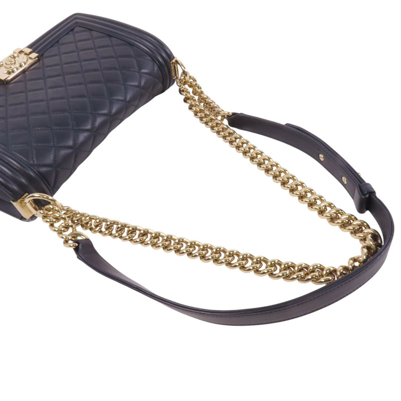 CHANEL 牛皮皮革Boy Chanel 25金扣鏈帶肩背袋-7