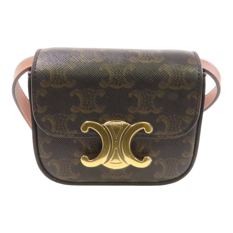 CELINE Trionphe帆布Mini Claude金扣肩背袋-0