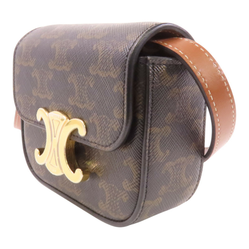 CELINE Trionphe帆布Mini Claude金扣肩背袋-2