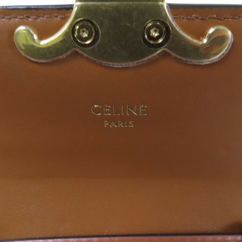 CELINE Trionphe帆布Mini Claude金扣肩背袋-5