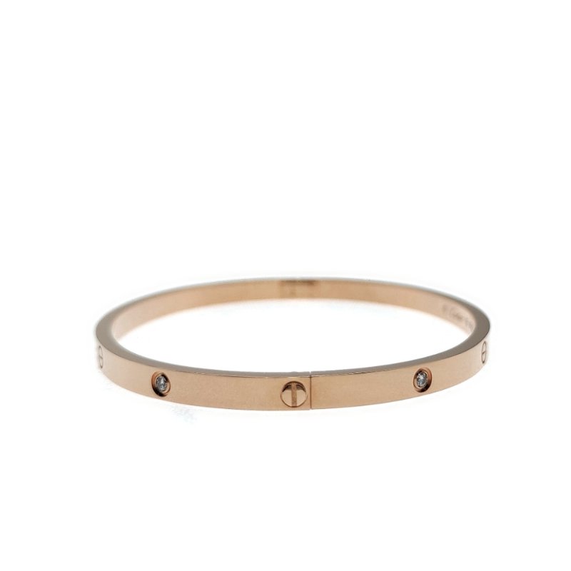 Cartier 卡地亞 love 18K玫瑰金 窄版6鑽石手環 Size 18 Bracelet-1