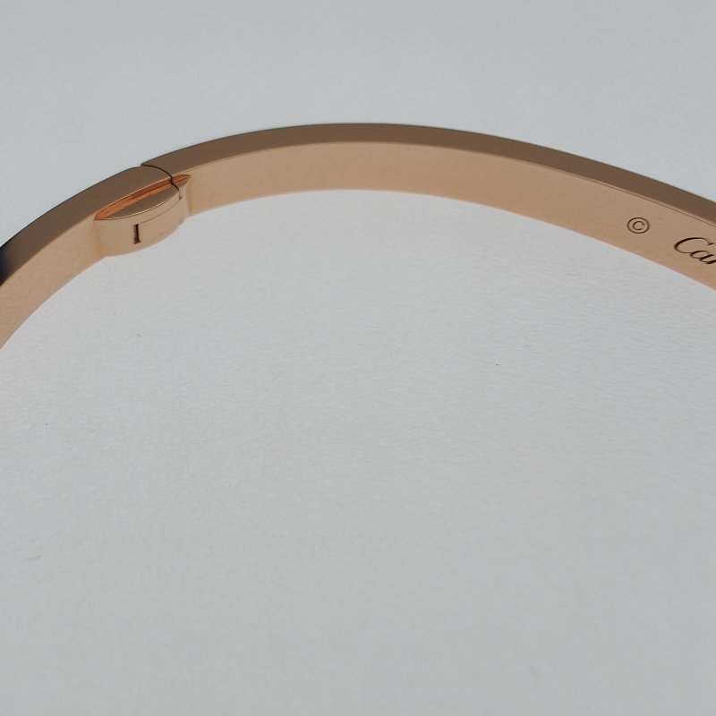 Cartier 卡地亞 love 18K玫瑰金 窄版6鑽石手環 Size 18 Bracelet-7