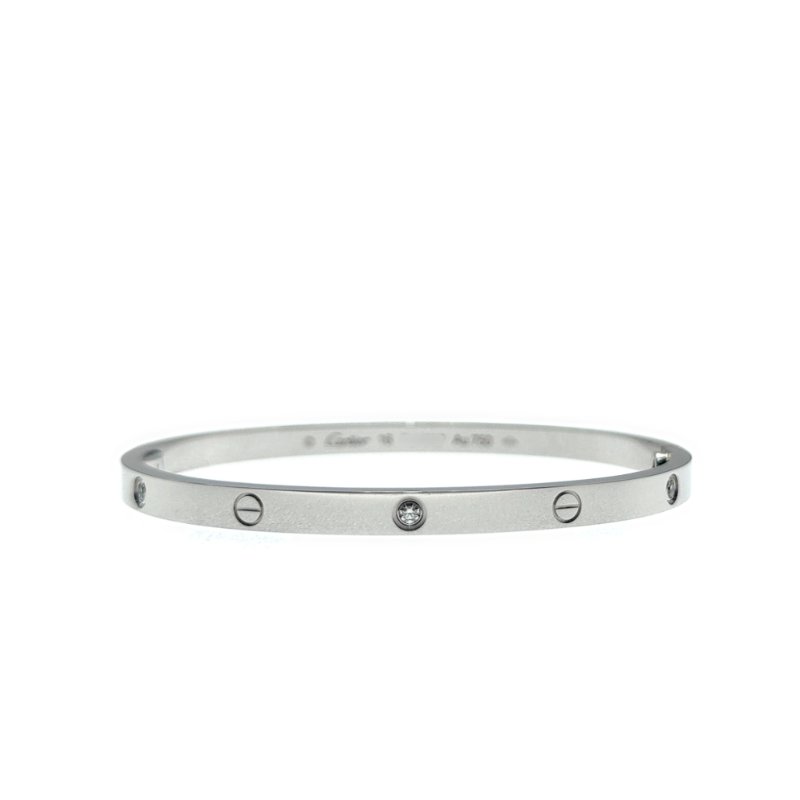 Cartier 卡地亞 love 18K白金 窄版6鑽石手環 Size 16 Bracelet-0