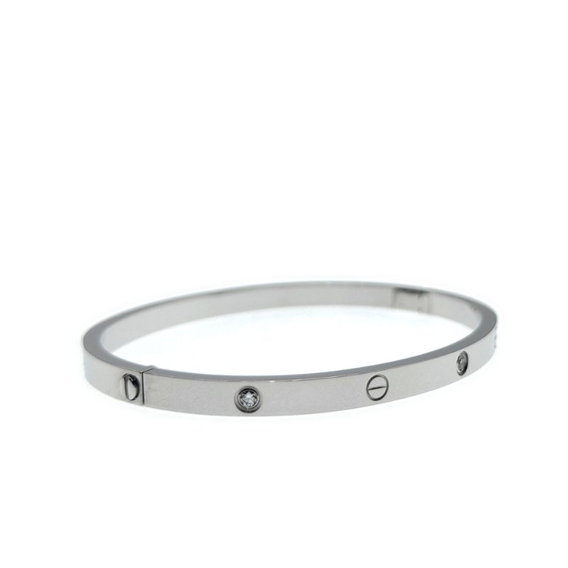 Cartier 卡地亞 love 18K白金 窄版6鑽石手環 Size 16 Bracelet-2