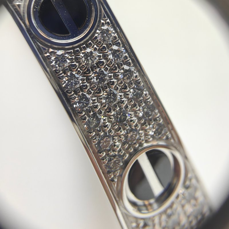 Cartier 卡地亞 love 18K白金 寬版滿天星陶瓷手環 Size 17 Bracelet-6