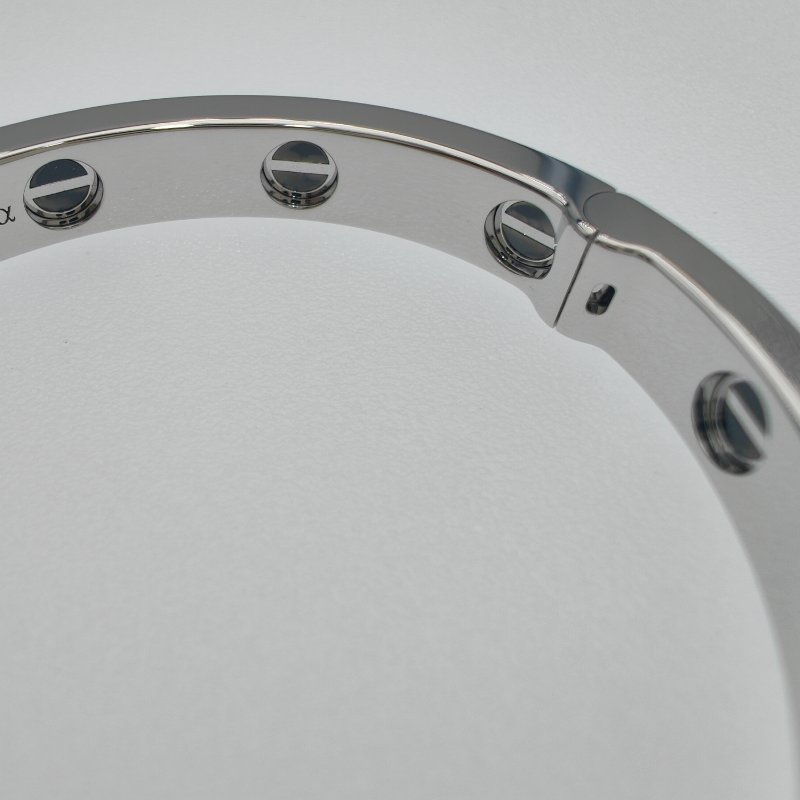 Cartier 卡地亞 love 18K白金 寬版滿天星陶瓷手環 Size 17 Bracelet-7