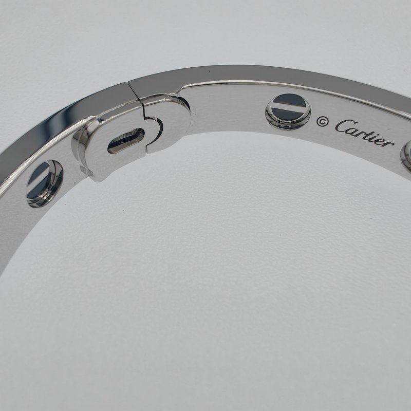 Cartier 卡地亞 love 18K白金 寬版滿天星陶瓷手環 Size 17 Bracelet-8