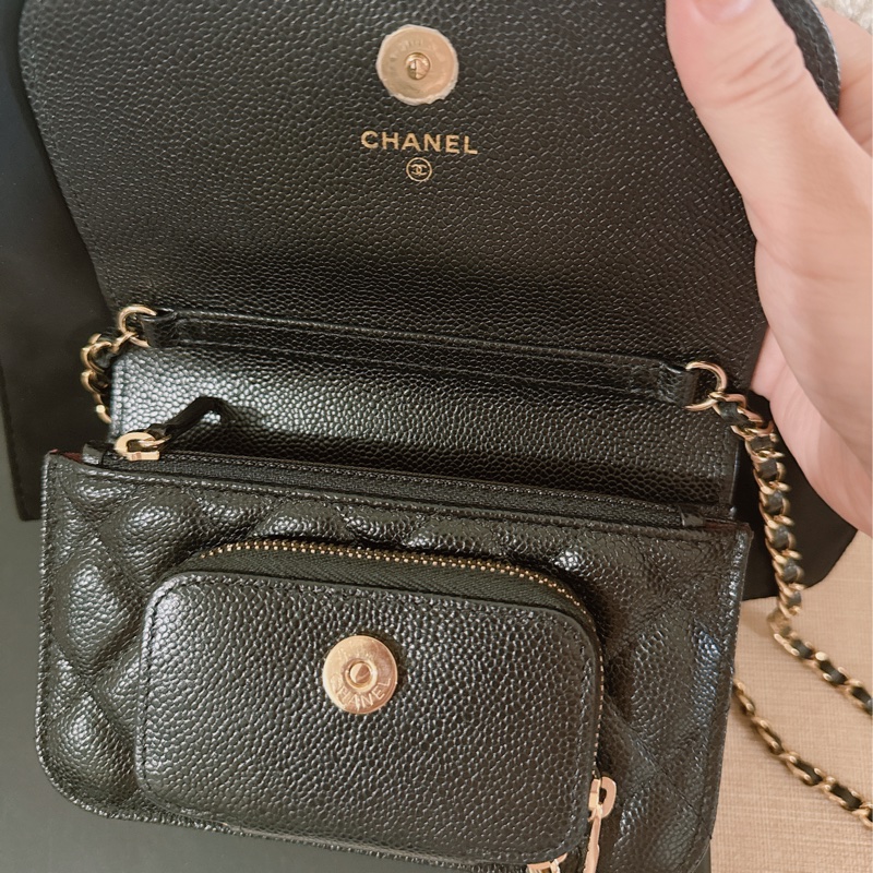 保留💖香奈兒 Chanel 23p mini郵差包 黑金-2