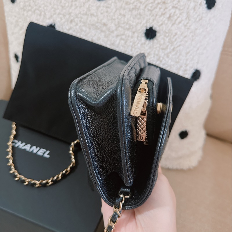 保留💖香奈兒 Chanel 23p mini郵差包 黑金-5