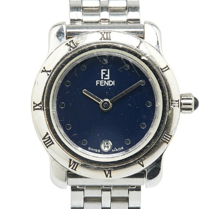 Fendi 860L 石英腕錶，黑色錶盤，不鏽鋼，女士-0