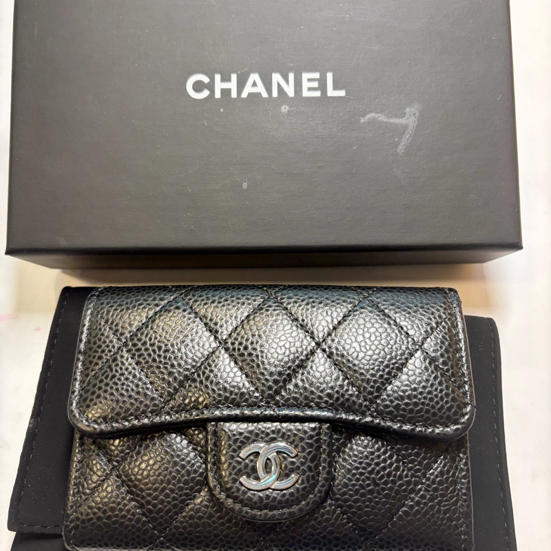 🎄聖誕節禮物🎁CHANEL 魚子醬皮革 單層卡包-1