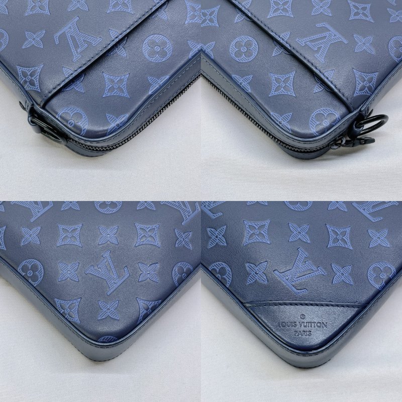 LV DUO Message藍色壓紋郵差包-9