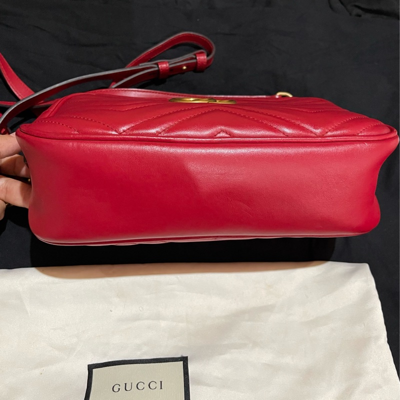 Gucci馬夢系列24cm金釦紅相機包-30