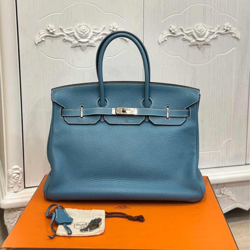 #配件齊全 #最便宜鉑金包 愛馬仕鉑金包Birkin35 Togo皮牛仔藍 小賈斯丁同款🔥-4