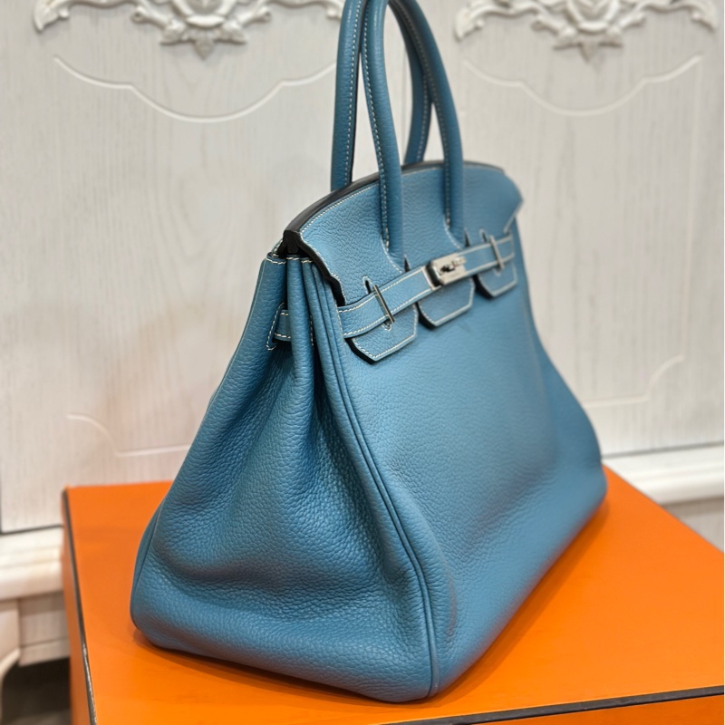 #配件齊全 #最便宜鉑金包 愛馬仕鉑金包Birkin35 Togo皮牛仔藍 小賈斯丁同款🔥-5