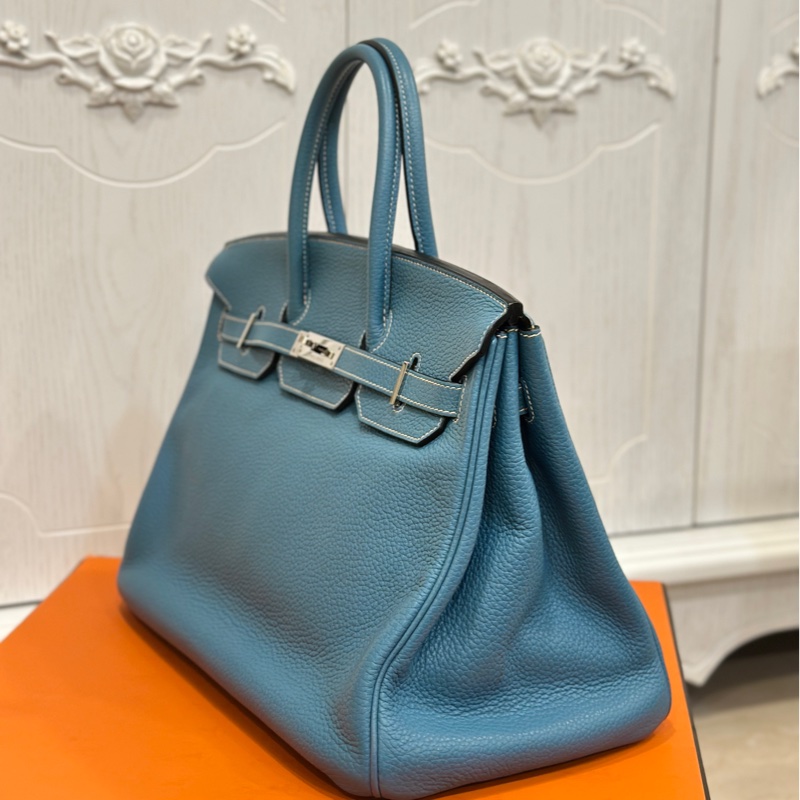 #配件齊全 #最便宜鉑金包 愛馬仕鉑金包Birkin35 Togo皮牛仔藍 小賈斯丁同款🔥-6