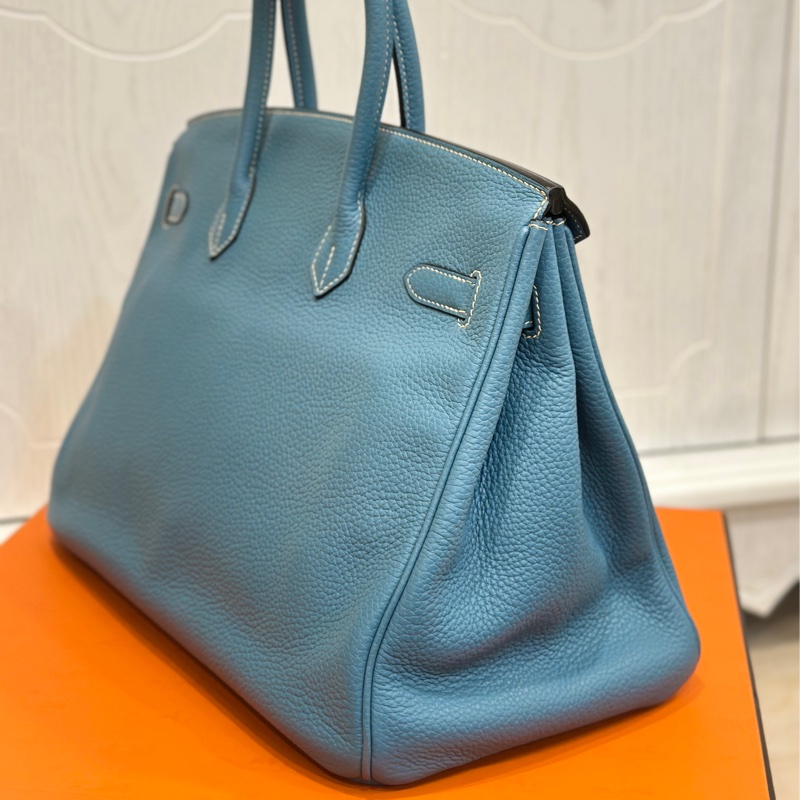 #配件齊全 #最便宜鉑金包 愛馬仕鉑金包Birkin35 Togo皮牛仔藍 小賈斯丁同款🔥-9
