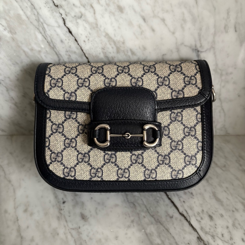 Gucci 古馳|1955 mini老花馬鞍包 藍黑-2