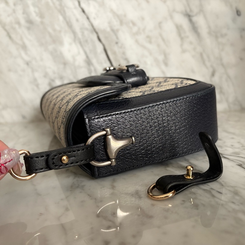 Gucci 古馳|1955 mini老花馬鞍包 藍黑-3