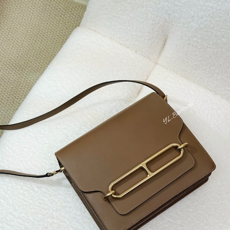 Hermes Roulis 23大象灰Evercolor豬鼻金釦下蓋斜背包-0