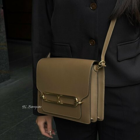 Hermes Roulis 23大象灰Evercolor豬鼻金釦下蓋斜背包