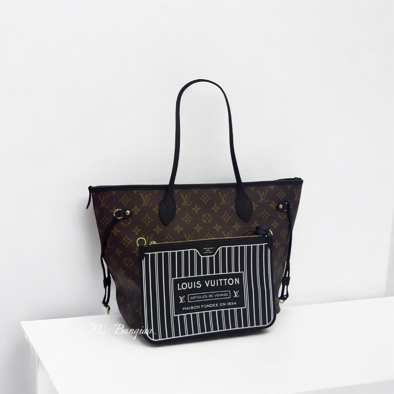LV 雙面黑拚原花Neverfull Inside Out MM M11946-0