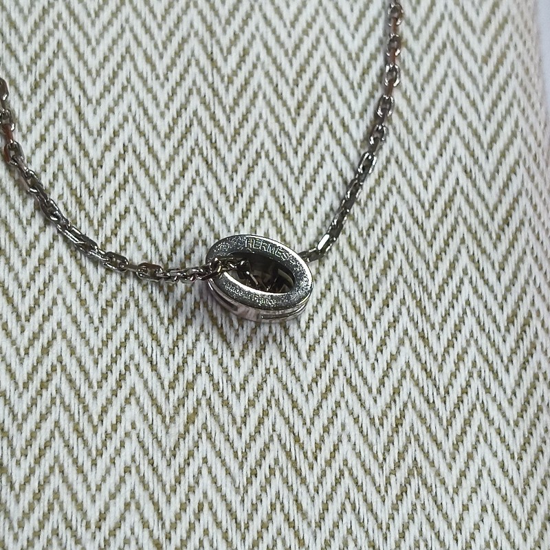 愛馬仕 粉色銀項鍊-9
