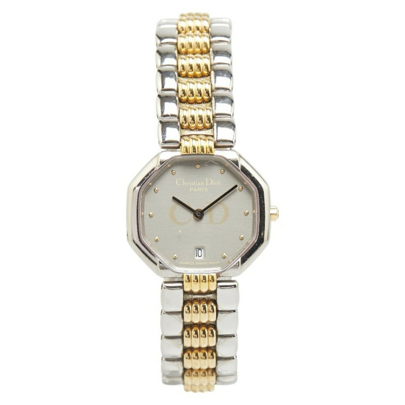 迪奧 Octagon 手錶 D48 203 石英 灰色錶盤 不鏽鋼 鍍層 女款-1