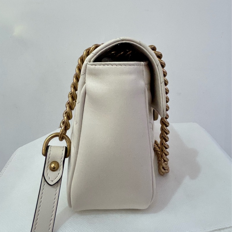 GUCCI米白牛皮Marmont掀蓋26cm-3