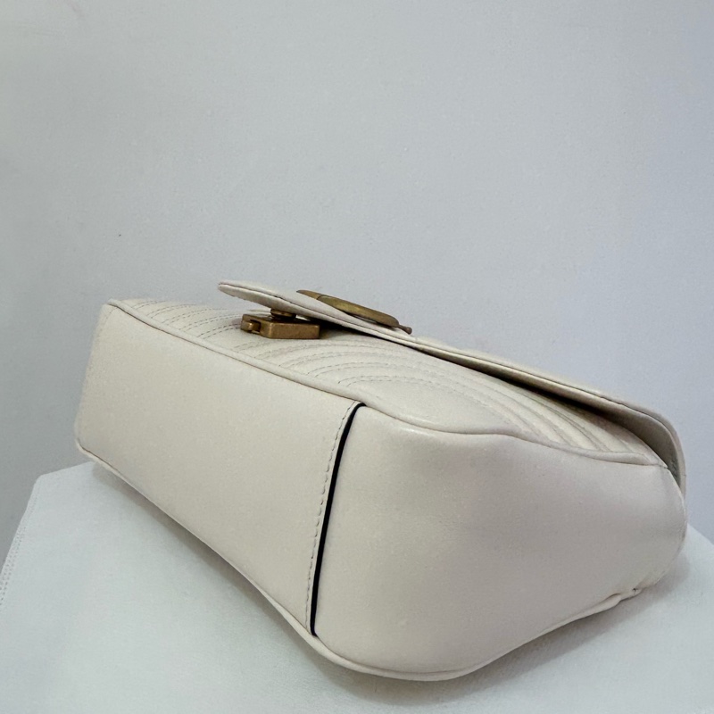 GUCCI米白牛皮Marmont掀蓋26cm-6