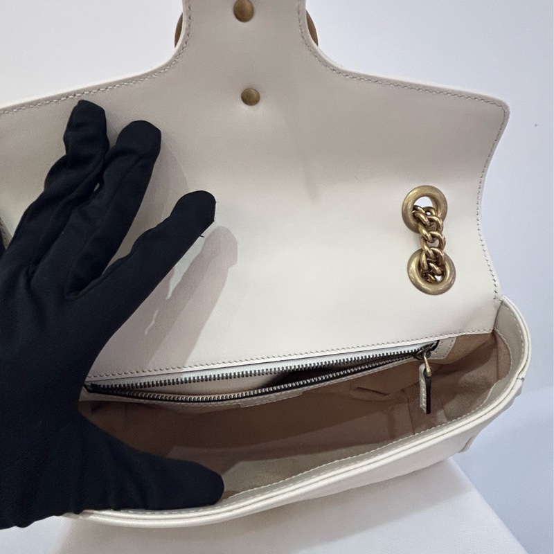 GUCCI米白牛皮Marmont掀蓋26cm-7