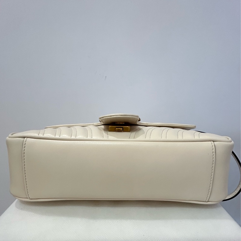 GUCCI米白牛皮Marmont掀蓋26cm-9