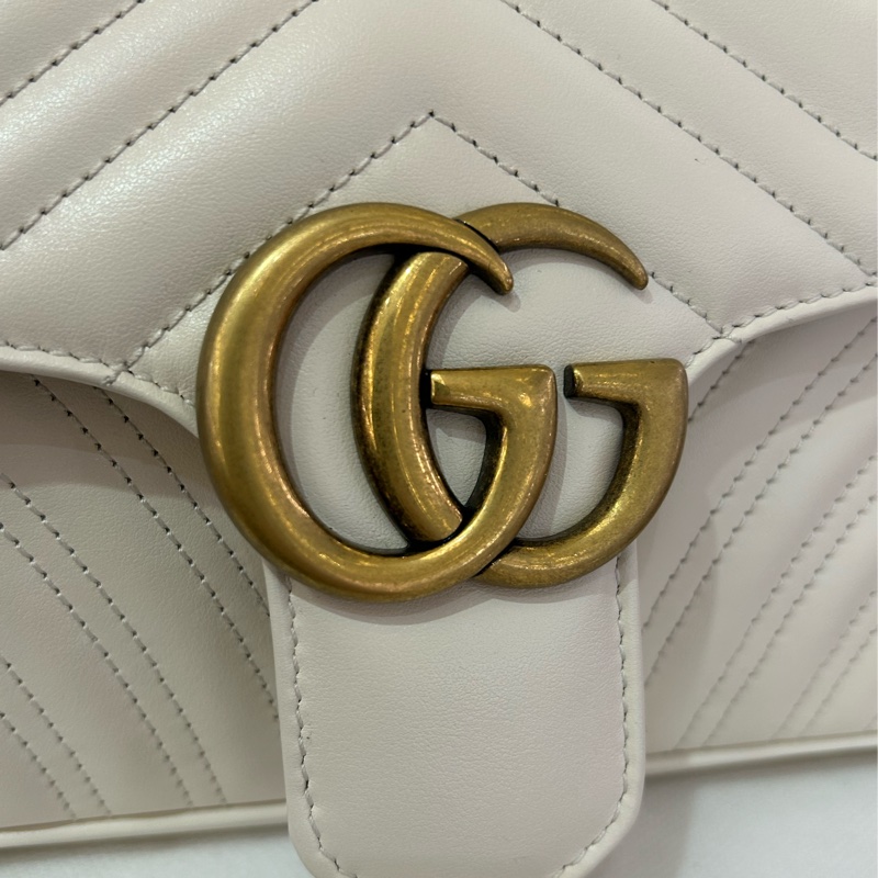 GUCCI米白牛皮Marmont掀蓋26cm-10