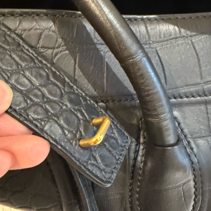 Old céline square luggage 鱷魚壓紋 鞦韆包medium 大尺寸 大包收藏的稀有品-15