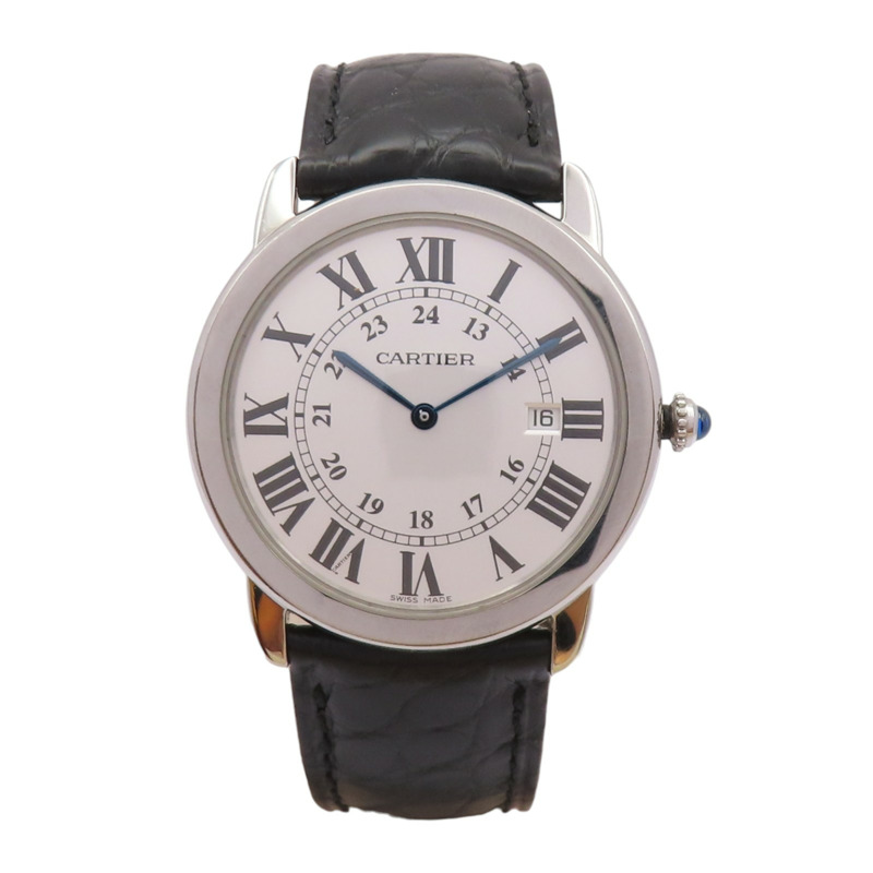 白色帶皮帶 Ronde Solo de Cartier 腕錶帶非原廠 W6700255-1